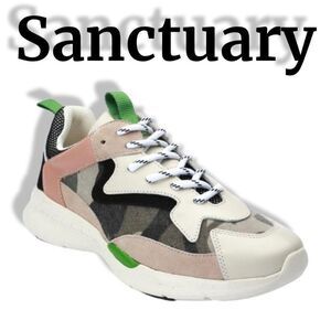 SANCTUARY Men’s “Groove” Camo-Printed Leather Sneakers, Lace up, Size 7